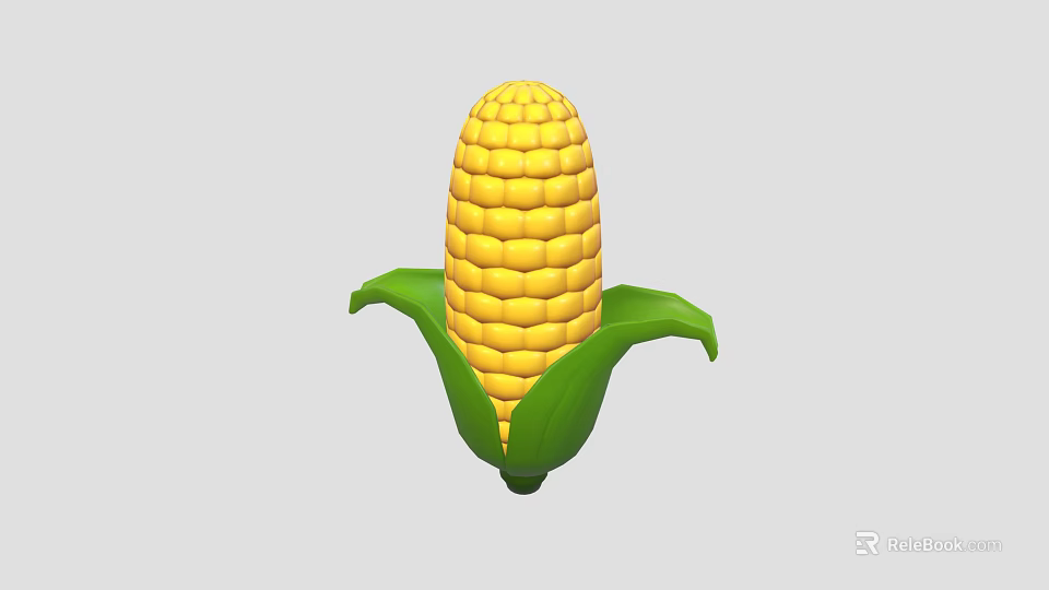 Fresh Sweet Corn With Yellow Kernels And Green Husks As Healthy Food Option 3d model 