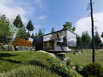 Modern Glass Room Forest Glass Room 3d model