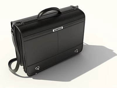Classic Black Leather Briefcase With Handle Shoulder Strap And Metal Hardware 3d model