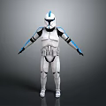 Detailed Clone Trooper Armor With White Blue Design In Standing Pose