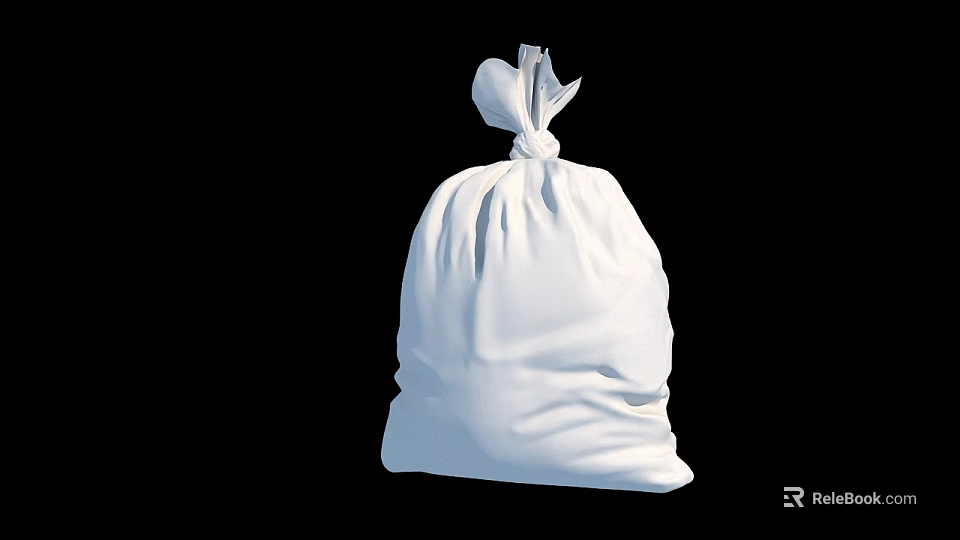 Practical Hardware Tools Storage In White Drawstring Bag With Knotted Top On Black Background 3d model 