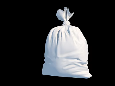 Practical Hardware Tools Storage In White Drawstring Bag With Knotted Top On Black Background 3d model