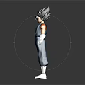 Standing Anime Character Figure With Black Hair Blue Outfit Orange Lining White Gloves Boots
