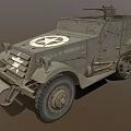Vintage U.S. Military Vehicle Featuring Star Emblem Machine Gun And Track Wheels