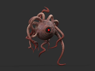 Game Movie Character With Round Body Red Eye And Long Tentacles 3d model