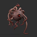 Game Movie Character With Round Body Red Eye And Long Tentacles