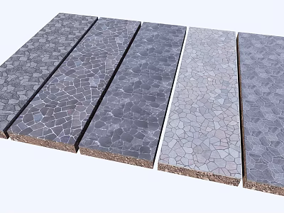 Garden Path Paving With Various Natural Stone Textured Surfaces In Gray Tones 3d model