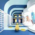 Modern Open Kitchen Mall Shop Interior Design With Island Counter And Appliances