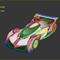 Futuristic White Race Car With Teal Stripes And Sleek Aerodynamic Rear Wing Design