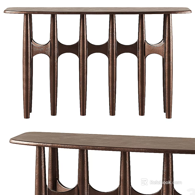 Modern Console Table With Elegant Carved Legs And Smooth Wooden Top 3d model 