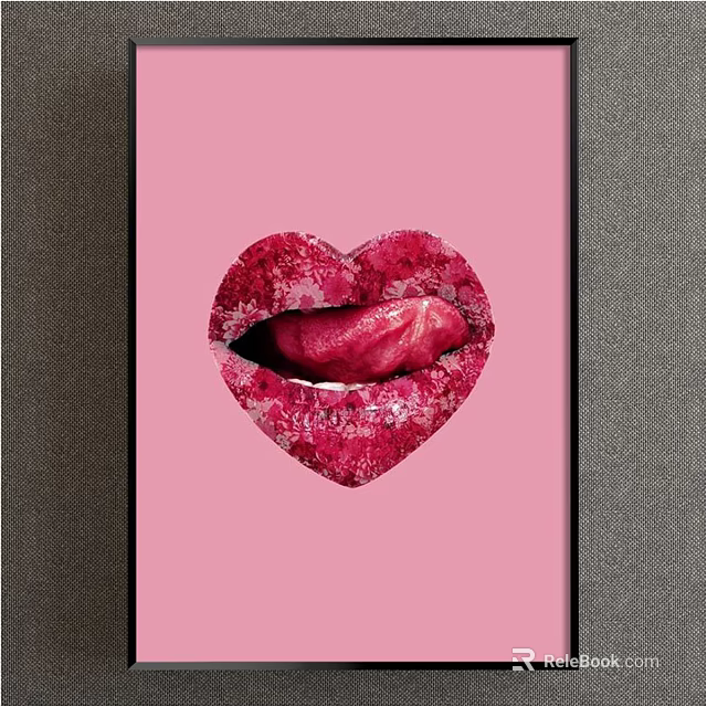 Vibrant Red Lips Forming Heart Shape On Pink Background Art Print 3d model 