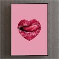 Vibrant Red Lips Forming Heart Shape On Pink Background Art Print
