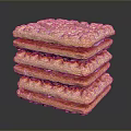 Stacked Crispy Crackers With Textured Surface And Golden Brown Layers