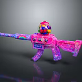 Vibrant Pink Glitter Toy Weapon With Rainbow Details And Candy Balls