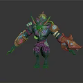 Fantasy Mythical Wolf Game and Movie Character With Ornate Headdress Colorful Armor and 3D Design