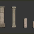 Stone Pillars With Various Heights And Diverse Designs On 3d model