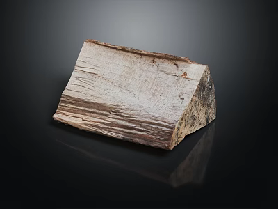 Natural Wooden Block With Distinctive Grain And Stripped Surface Texture Design 3d model