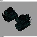Two Green Industrial Engines with Black Covers and Fan Blades