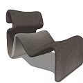 Stylish Modern Single Chair With Curved Ergonomic Design And Upholstered Fabric