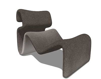 Stylish Modern Single Chair With Curved Ergonomic Design And Upholstered Fabric 3d model