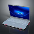 Silver Laptop With Blue Screen Display VPR Logo And White Keyboard Red Accents