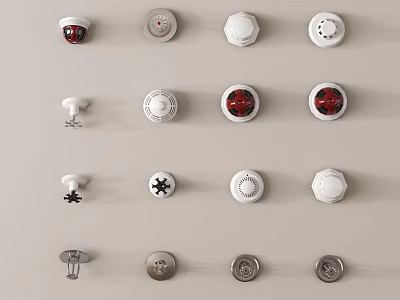 Public Facilities Wall Mounted Alarm Devices With White Red Silver Covers And Various Functions 3d model