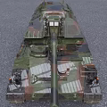 Camouflage Coated Military Warship With Naval Armament And Deck Structures