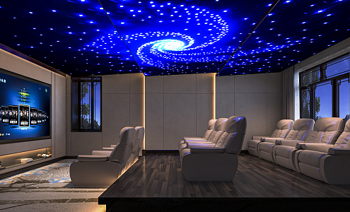 Modern Video Room Cinema Private Cinema Screening Hall Massage Chair Single Person Sofa Starry Top 3d model