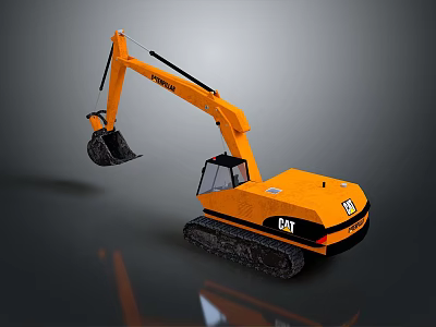 CAT Orange Crawler Excavator Functional Construction Vehicle with Bucket Arm and Track Chassis 3d model