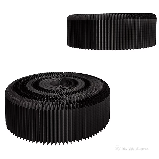 Stylish Modern Black Stool With Geometric Pleated Structure And Circular Form 3d model