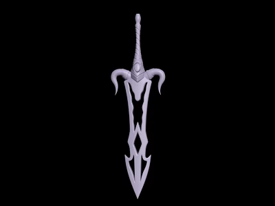 Decorative Fantasy Sword With Intricate Blade And Hilt 3D Render On Black Background 3d model