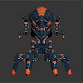 Robot Character And Biomechanical Creature Blue Red Multi Legged Structure Design 3d model
