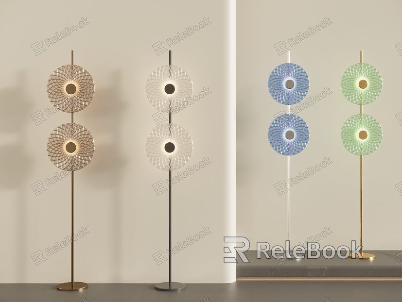 Glass dark pattern floor lamp model