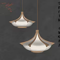 Chinese Zen Paper Shade Pendant Lights for Tea Room Living Room Decor