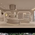 Minimalist White Shoe Store Interior Design With Round Central Island And Shelves Displaying Shoes