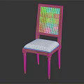 Classic Wooden Chair With Woven Rattan Backrest And White Padded Seat