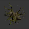 Natural Style Hollow Tree Stump Scene Component With Twisted Branches And Textured Bark