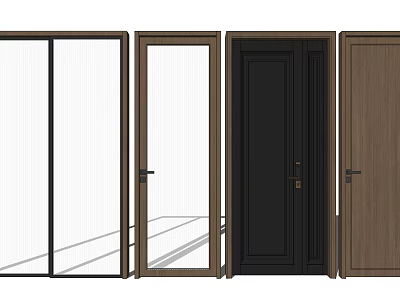 Various Hinged Door Styles for Home Interior with Glass and Wooden Panels 3d model
