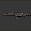 Mechanical Armored Crocodile Creature With Black Body Red Accents And Spiked Design