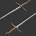 Ancient Traditional Swords With Wooden Handles And Metal Blades Featuring Ornate Details