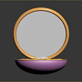 Elegant Open Cosmetic Compact Case With Orange Purple Yellow Design Circular Center And Decorative Patterns