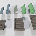 Modern Public Facilities Bus Shelter Canopies with Green Blue Metal Support Structures