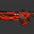 Futuristic Red Sci Fi Gun With Black Accents Scope And Technical Casing 3d model