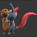 Cute 3D Cartoon Animal Characters Squirrel Beaver Rabbit With Friendly Expressions 3d model