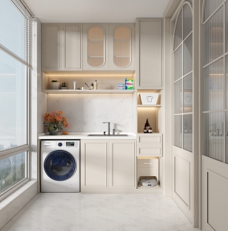 French balcony washing machine cabinet 3d model