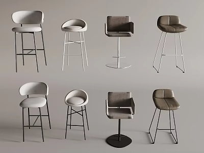 Modern Bar Stools with Various Styles Metal Legs and Upholstered Seats 3d model