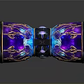 Mythical Fantasy Hammer With Colorful Flame Patterns And Ornate Purple Blue Design