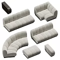 Sectional Sofa With Light Gray Fabric And Various Modern Curved Straight Configurations