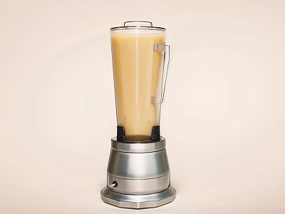 Modern Kitchen Blender Appliance With Silver Base And Yellow Liquid Inside 3d model
