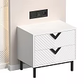 Stylish Modern Bed Background Wall With White Geometric Patterns Wall Sconces And Nightstands 3d model